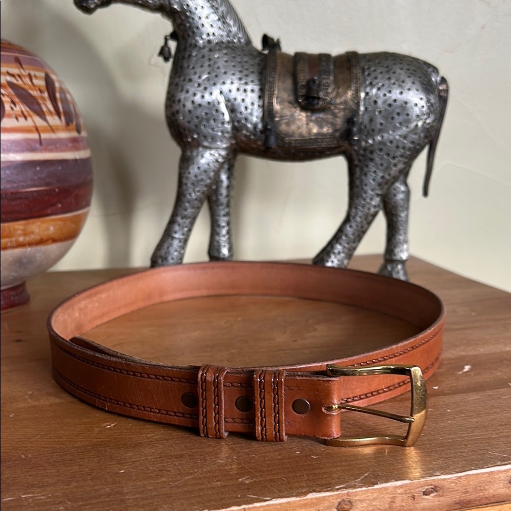 Justin Handcrafted Brown Leather Belt Size 38